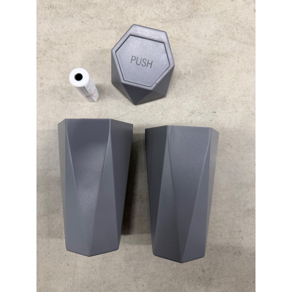 Set of 2 Geometric Mini Trash Cans Gray Car Cup Holder Desk Bin with Push Lid